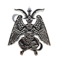 Baphomet Pin Badge Large Black Enamel Brooch Satanic Church Of Satan Templars - £6.58 GBP