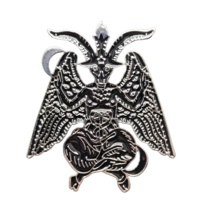 Baphomet Pin Badge Large Black Enamel Brooch Satanic Church Of Satan Templars - $8.40