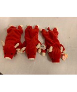 TY retired original beanie babies rare “ Snort” the RED BULL lot of 3 - £42.81 GBP