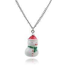 Red &amp; White Snowman Pendant Necklace - £10.21 GBP