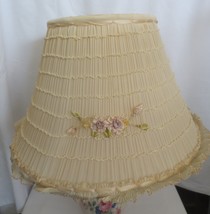 Vtg Large Bell Shaped Lamp Shade  Lace with flower applique - £96.63 GBP