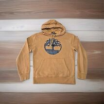 Timberland Hoodie Mens Sz XS Wheat Tan Hooded Sweatshirt Logo Core Tree ... - $22.77