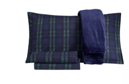 Sanders Holiday Microfiber 5 PC Full Sheet Set With Throw Bedding - £33.57 GBP