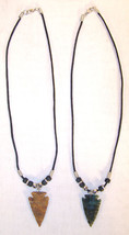 2 REAL STONE ARROWHEAD NECKLACE W/ BEAD western fashion jewelry stones a... - £5.30 GBP