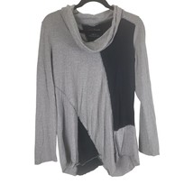 Neon Buddha Cowl Neck Long Sleeve Top M Womens Grey Black Pullover Color Block - £20.16 GBP