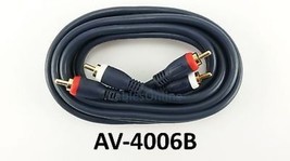 6Ft High Quality Python 2-Rca Male To Male Audio Cable, Av-4006B - £14.08 GBP