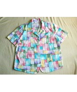 EUC Alfred Dunner Pastel Block Short Sleeve Blouse Shirt Size 16 - £8.10 GBP