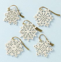 Lenox Snow Fantasies Snowflake 5-Piece Ornament Set Large 4&quot; Pierced New - £33.74 GBP