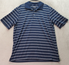Walter Hagan Polo Shirt Men&#39;s Large Navy Striped Polyester Short Sleeve Collared - £15.92 GBP