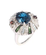 London Blue Topaz Ring, Huge london Blue Topaz Ring, 925 Sterling Silver... - £188.22 GBP