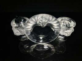 Lalique Crystal "Tete De Lion" Ashtray Trio image 5