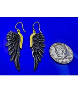 Angel Wings - Black Horn - Dangling French Wires - Exotic Hand Carving - £19.75 GBP