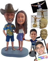 Personalized Bobblehead Vocational couple wearing beach outfits and sandals - We - £124.24 GBP
