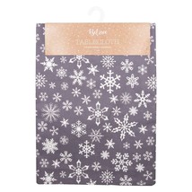 Christmas Snowflake Silver Cotton Table Cloth 52&quot; x 70&quot; (132cm x 178cm) - £19.06 GBP