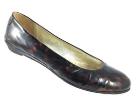 SH20 Taryn Rose EUR 36.5 US 5.5 Italy Patent Leather Brown Tortoise Flats - £15.20 GBP