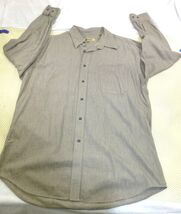 Bachrach Mens Beige Long Sleeve Button-Up Shirt L 16-16.5 100% Cotton - $11.40