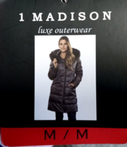 1 Madison Luxe Outerwear Detachable Hood Black Quilted Coat Size MED (1063143) - £59.92 GBP