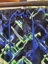 Nike Men&#39;s Blue &amp; Green Polyester Pull On Swim Trunk Logo Print Shorts S... - £35.97 GBP