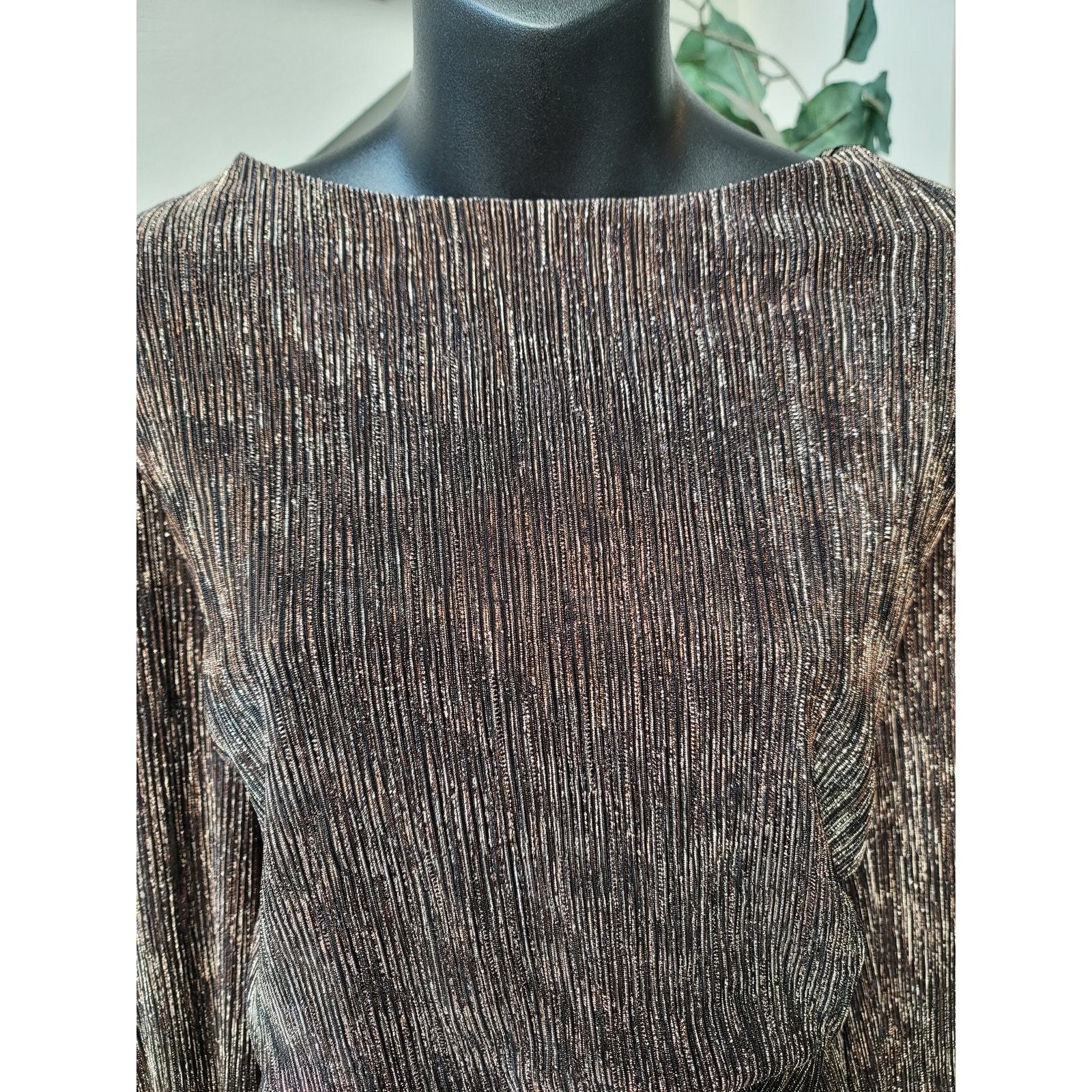Lane Bryant Jumpsuit Women Size 26/28 Brown Metallic Wide Leg Long Sleeve Belted Item image 5