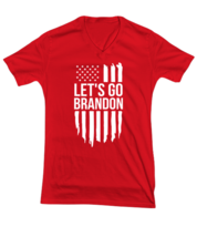 Joe Biden TShirt Let&#39;s Go Brandon Vertical Flag Red-V-Tee  - £17.54 GBP