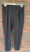 Black Cropped Pants Small Elastic Waist Stretch Gaucho Career Business S... - $7.60