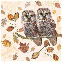 4pcs Decoupage Napkins, 33x33cm, Two Owls and Autumn Foliage, Autumn, Se... - £3.54 GBP