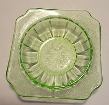 JEANETTE DEPRESSION URANIUM SQUARE CEREAL BOWL GREEN ADAM PATTERN image 3