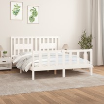 Bed Frame with Headboard White Solid Wood Pine 150x200 cm King Size - £125.22 GBP