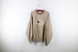 Vtg 90s Country Primitive Womens 3XL Faded Christmas Cardinal Bird Sweatshirt - £27.65 GBP