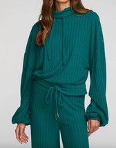 Chaser ribbed knit cropped pullover with elastic hem in Emerald - size L - £23.77 GBP