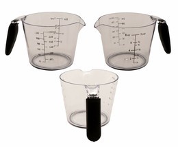 Clear Plastic 1 Cup Measuring Cups (3 Pack) Grip Handle 8 Oz - £19.12 GBP
