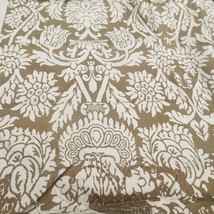 Vtg Upholstery Fabric Taupe White Silkscreened Country French? Asian? - $25.00