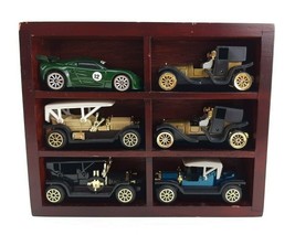 Vintage Lot Of 6 Antique Cars High Speed With 2 Wooden Display Cases - £15.29 GBP