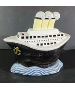 Titanic Ocean Bank Ship On Water Base 6” Money Coin Holder Souvenir Ceramic - $23.74