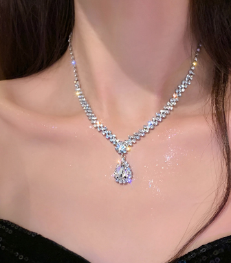 Full of drill burst flash drop fringe necklace women light luxury niche ... - $19.80