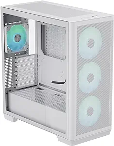 C1 Mid-Tower Atx White Pc Case, 4 Included High Airflow Fp1 Argb Fans, U... - $288.99