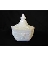Imperial Milk Glass Candy Dish with Lid - Vintage Grapes Hexagon - £6.41 GBP