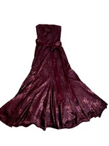 B Darlin Womens Dress Size 3/4 Long Formal Maroon Strapless Roses Mermai... - $18.81
