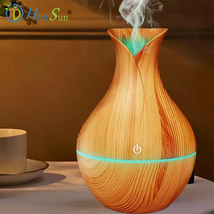 Ultrasonic Humidifier Oil Diffuser with 7 Colors LED Lights Light Wood Grain - £12.57 GBP