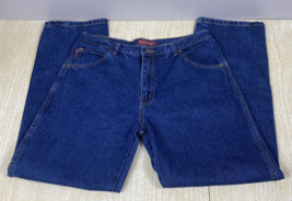 WRANGLER Blue Ridge Men&#39;s Size 34 x 32 Dark Wash Denim Jeans - £14.89 GBP