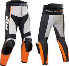 Ktm Racing Biker Motorcycle Leather Armoured Trouser Motorbike Leather Pants New - $179.00