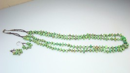 Vintage Southwest Green Turquoise Raw Nuggets Heishe Multi Strand Bead N... - £45.42 GBP