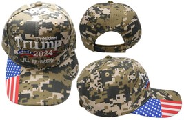 President Trump 2024 I&#39;ll Be Back ACU Digital Camouflage USA Flag On Bill Cotton - $10.89