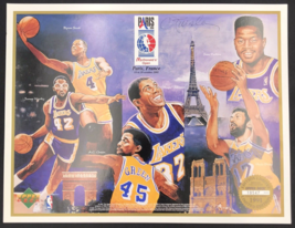 VTG 1991 Upper Deck Lakers Paris McDonald&#39;s Open Card Sheet Promo Signed Pursley - $18.50