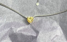 6.00 CT Heart Cut Simulated Yellow Diamond925 Silver Gold Plated Tennis Necklace - £236.85 GBP