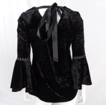 Adiva Black Velvet Bell Sleeve Top - Sz Large - £8.31 GBP