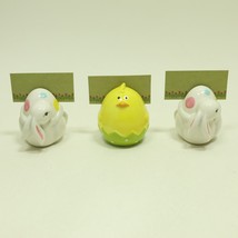 Pier One Ceramic Sitting Bunny Rabbit Chick Place Card Holders (Lot of 3) - £12.49 GBP