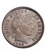 1892 10C Barber Dime in Choice BU Condition, Excellent Eye Appeal, Nice ... - $2,626.26 MXN