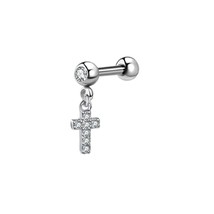 1PCS Cross Ear Tragus Piercing Earring Stud Barbell Crystal Cartilage Stud Earri - £9.80 GBP