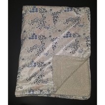 Nicole Miller New York Baby Blanket Lovey Fleece White Blue Gray Pink Floral - £19.67 GBP